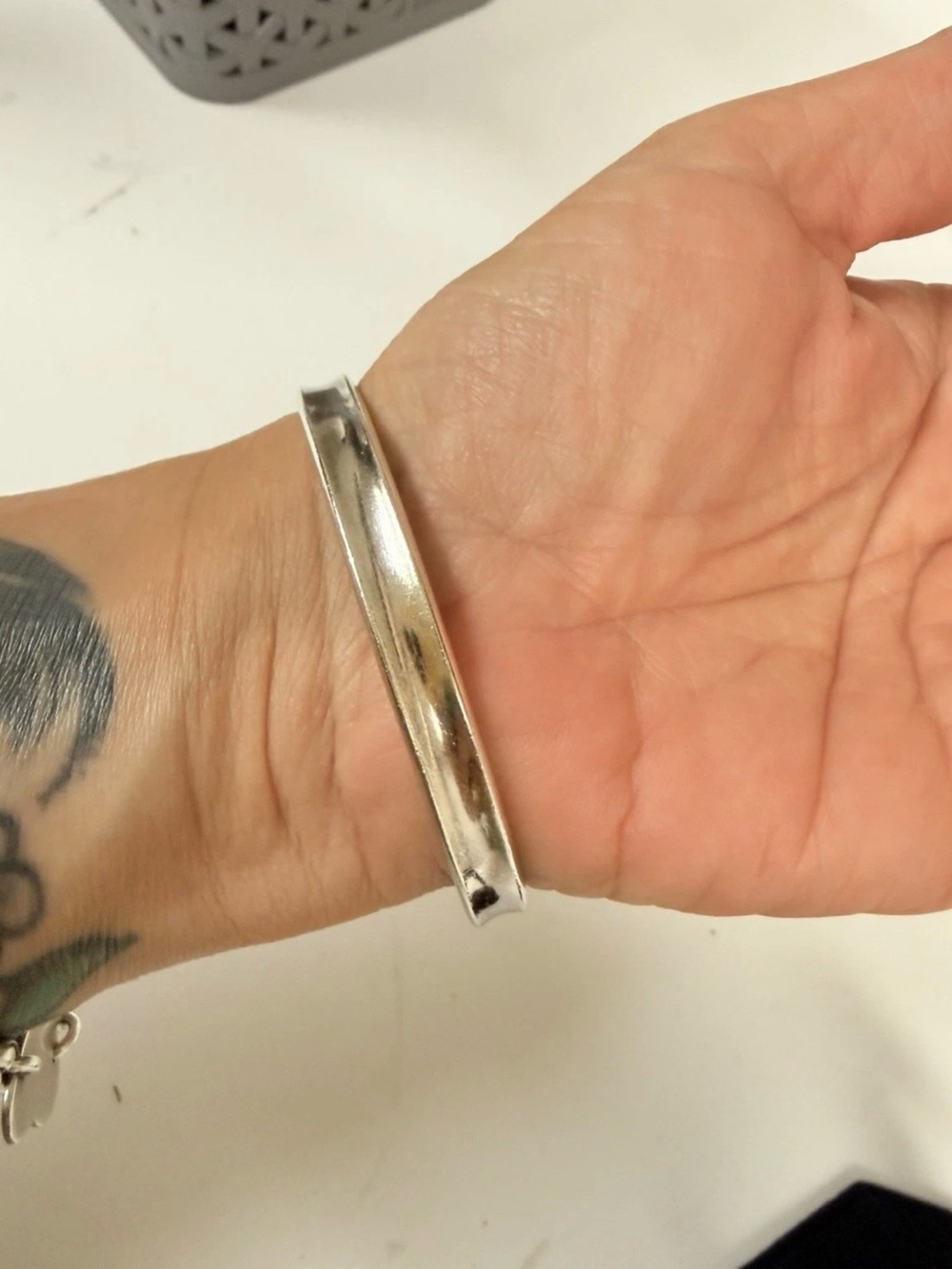 Tiffany & Co. Sterling Silver Narrow Bangle Bracelet - Silver - Picture 7 of 8